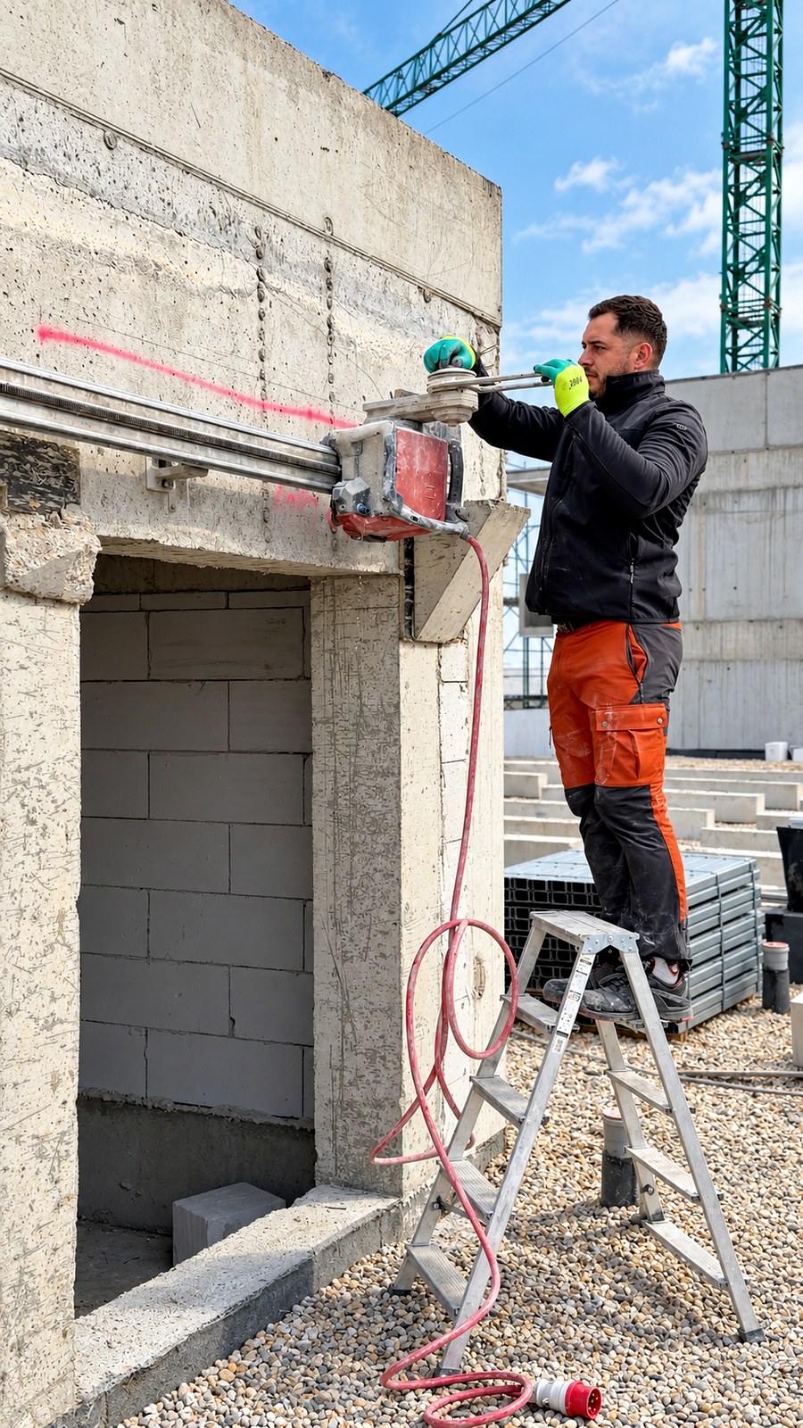 Montare echipament HILTI pentru tăiere