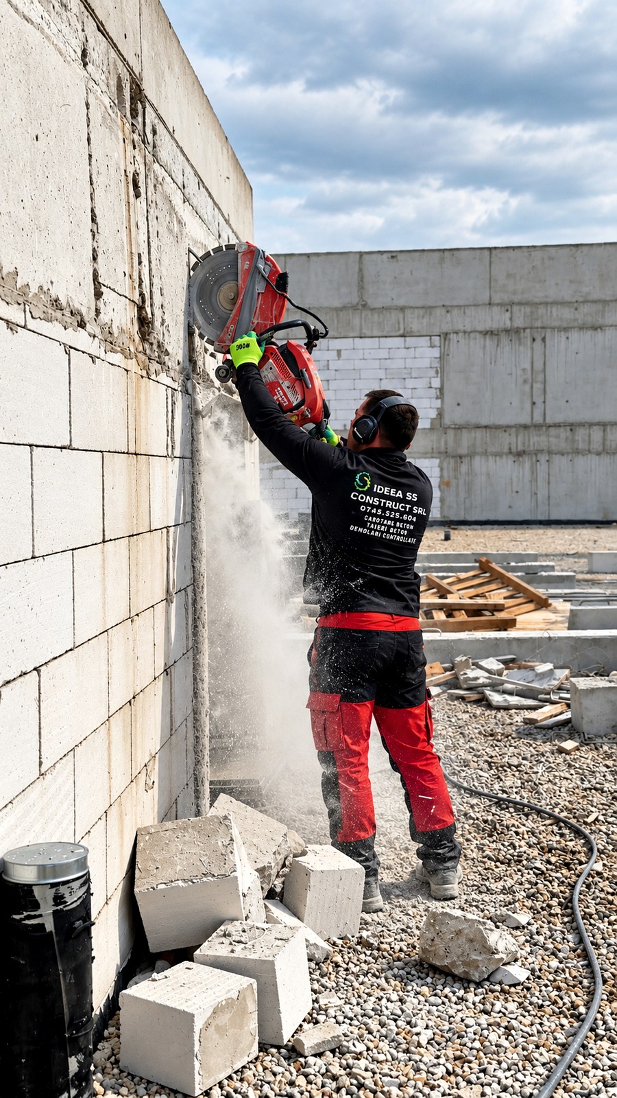 Tăiere cu motofierăstrăul de beton